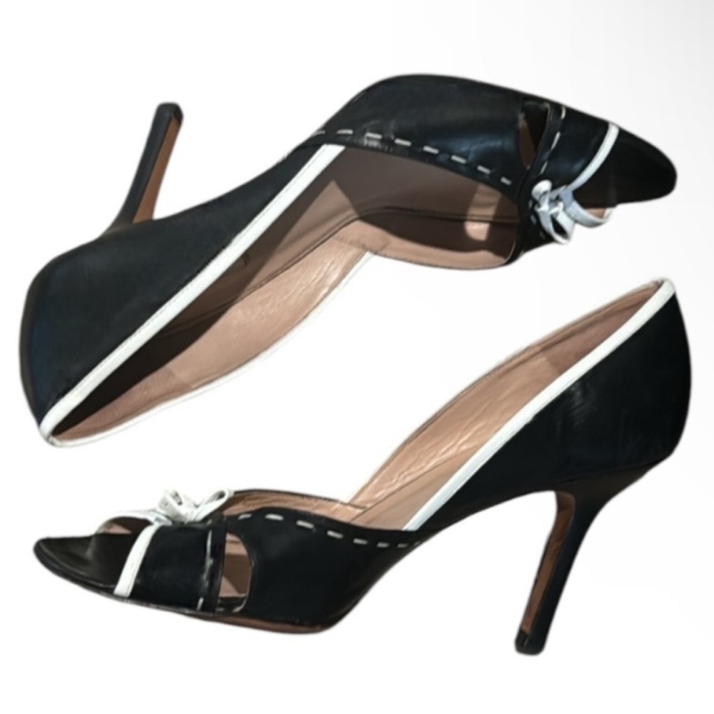 Authentic Oscar De La Renta luxury signature designer open toe heels sz 8.5 - Picture 6 of 11